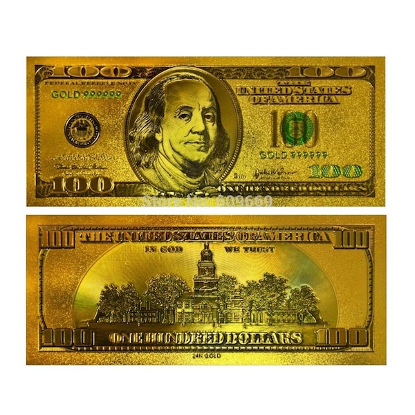 Endless Games 24K Gold Plated 100 Dollar Bill Replica Paper Money Currency Banknote Art Commemorative Collectible EN3292628 - main